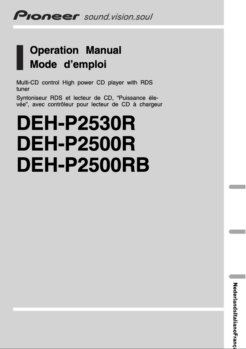 Image de la première page du manuel de l'appareil DEH-P2500