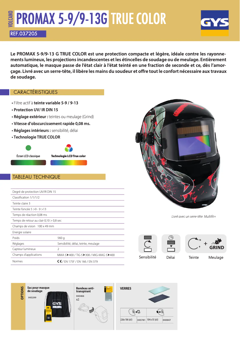 Page n°1 - Fiche technique GYS Promax 9-13 G Volcano