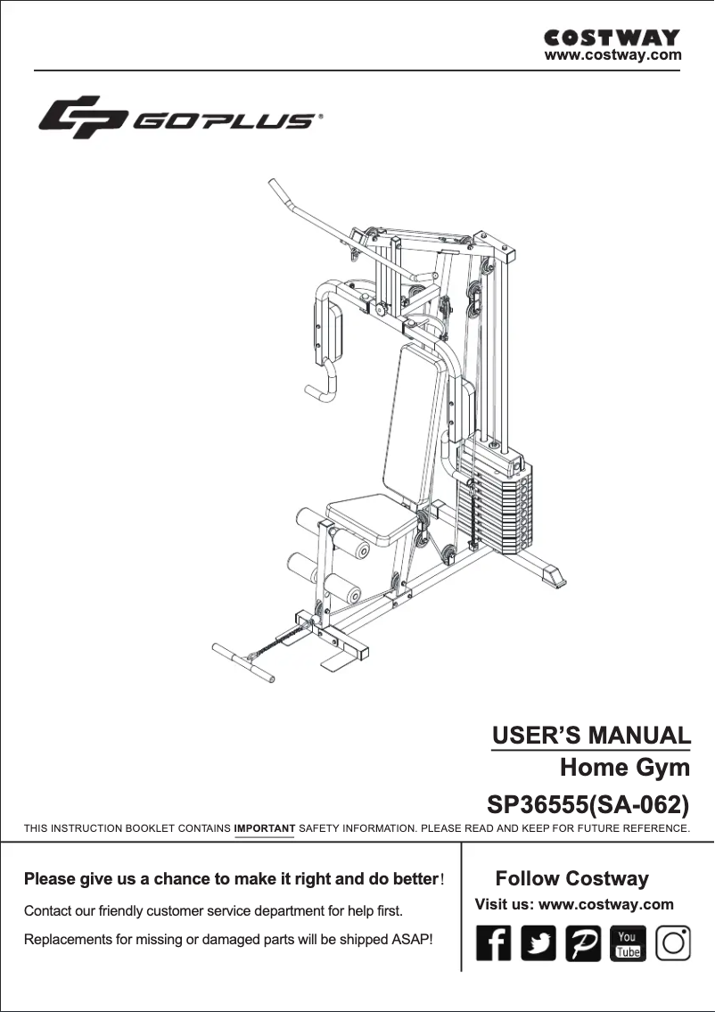 Page 1 de la notice Manuel utilisateur Costway SP36555