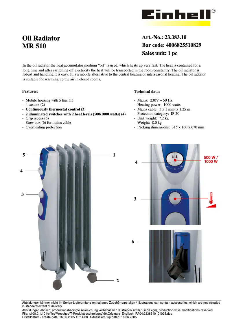 Image de la première page du manuel de l'appareil MR 510