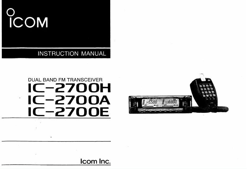 Page 1 de la notice Manuel utilisateur ICOM IC-2700H
