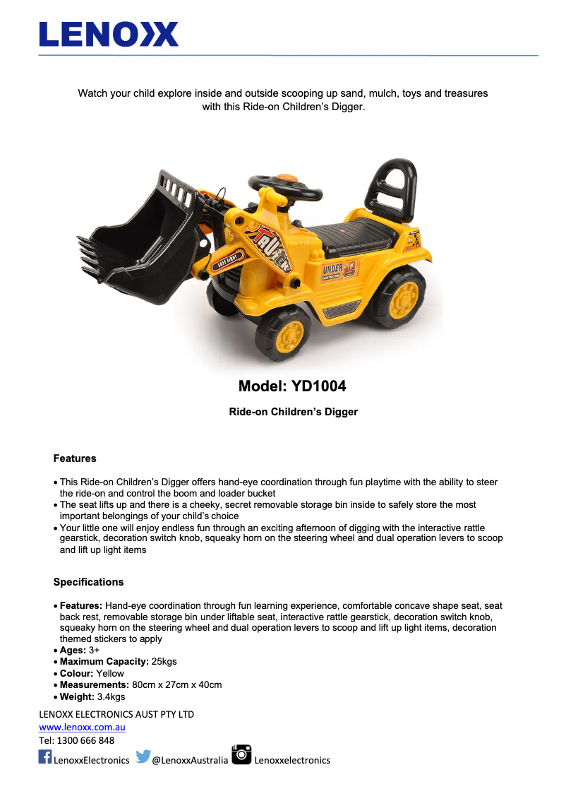 Page 1 de la notice Manuel utilisateur Lenoxx YD1004