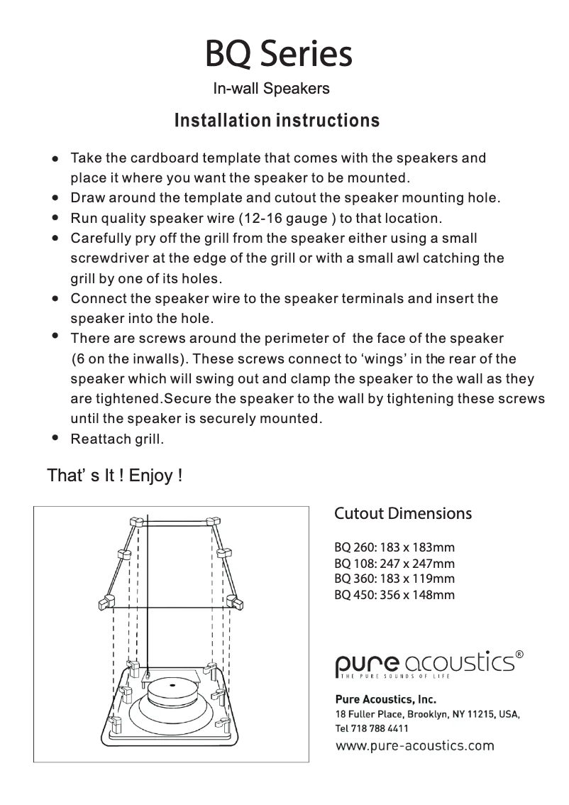 Page n°1 - Manuel utilisateur Pure Acoustics BQ 450