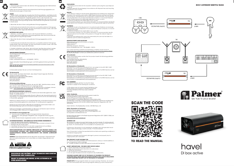 Page 1 de la notice Fiche technique Palmer RIVER havel