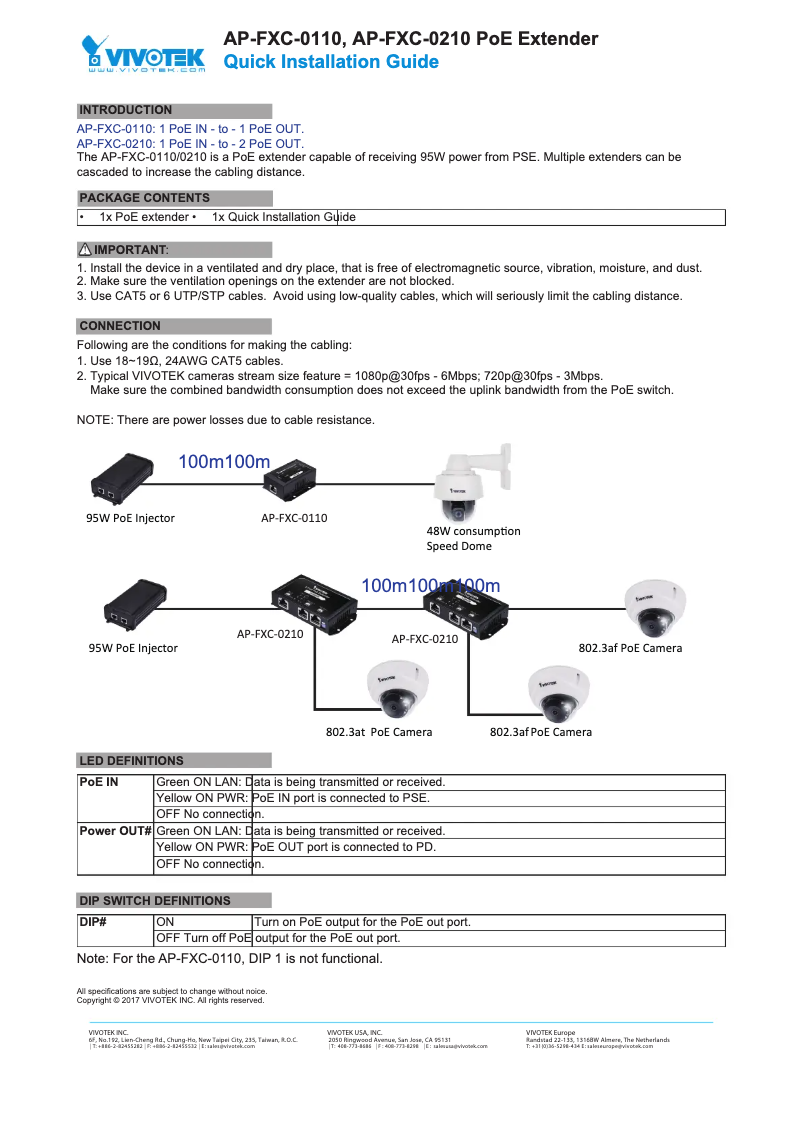 Page 1 of the manual Installation Guide Vivotek AP-FXC-0110
