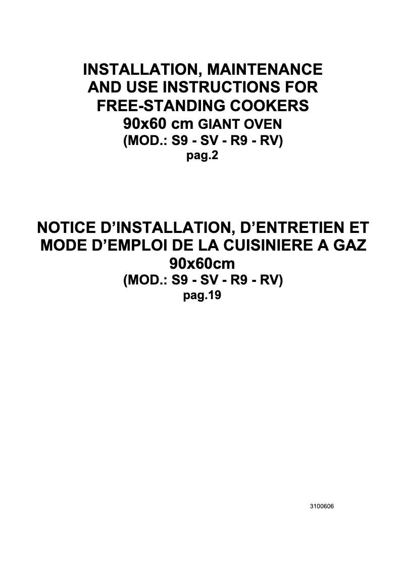 Image de la première page du manuel de l'appareil PRO905GGVLXC