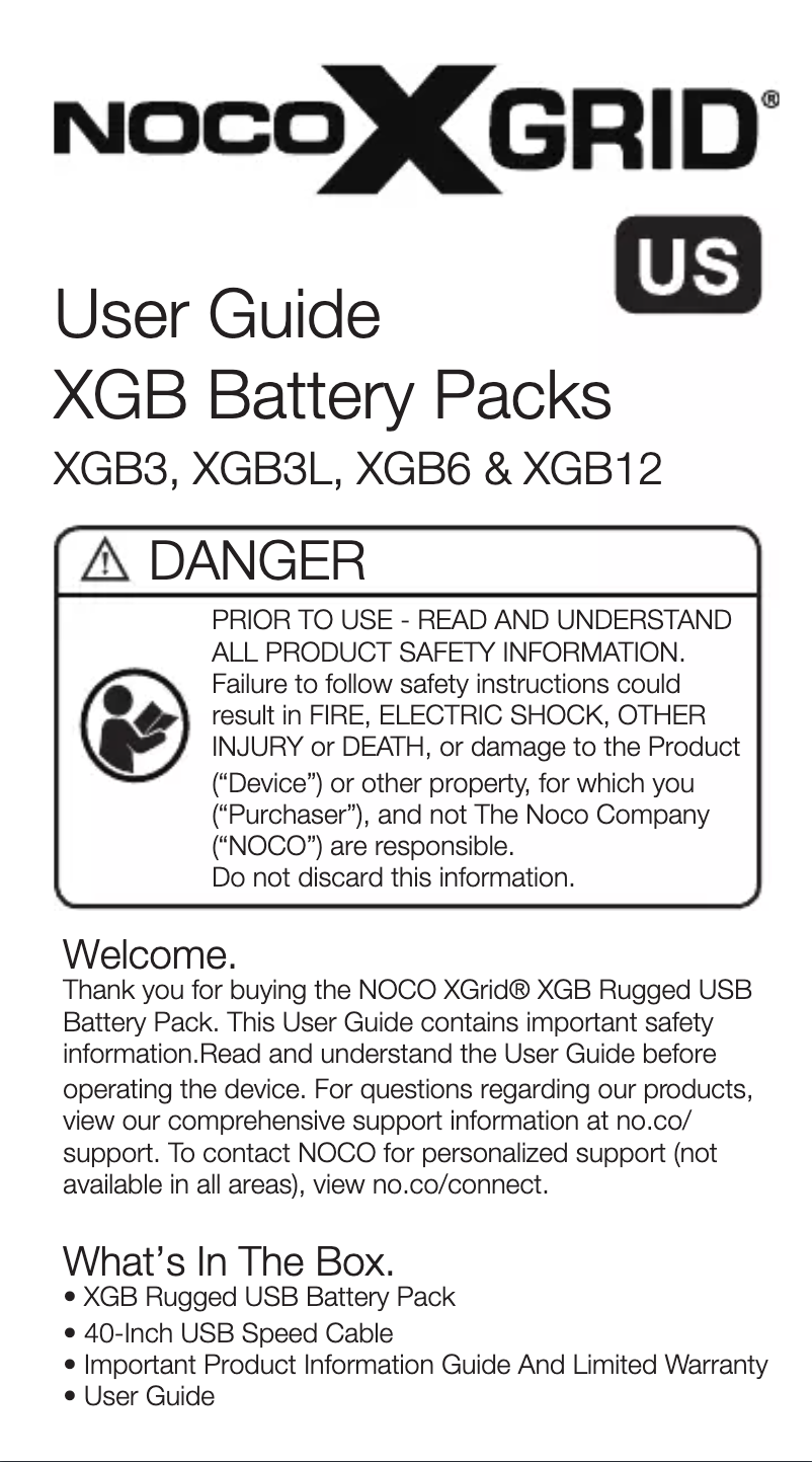 Page n°1 - Manuel utilisateur NOCO XGrid XGB12