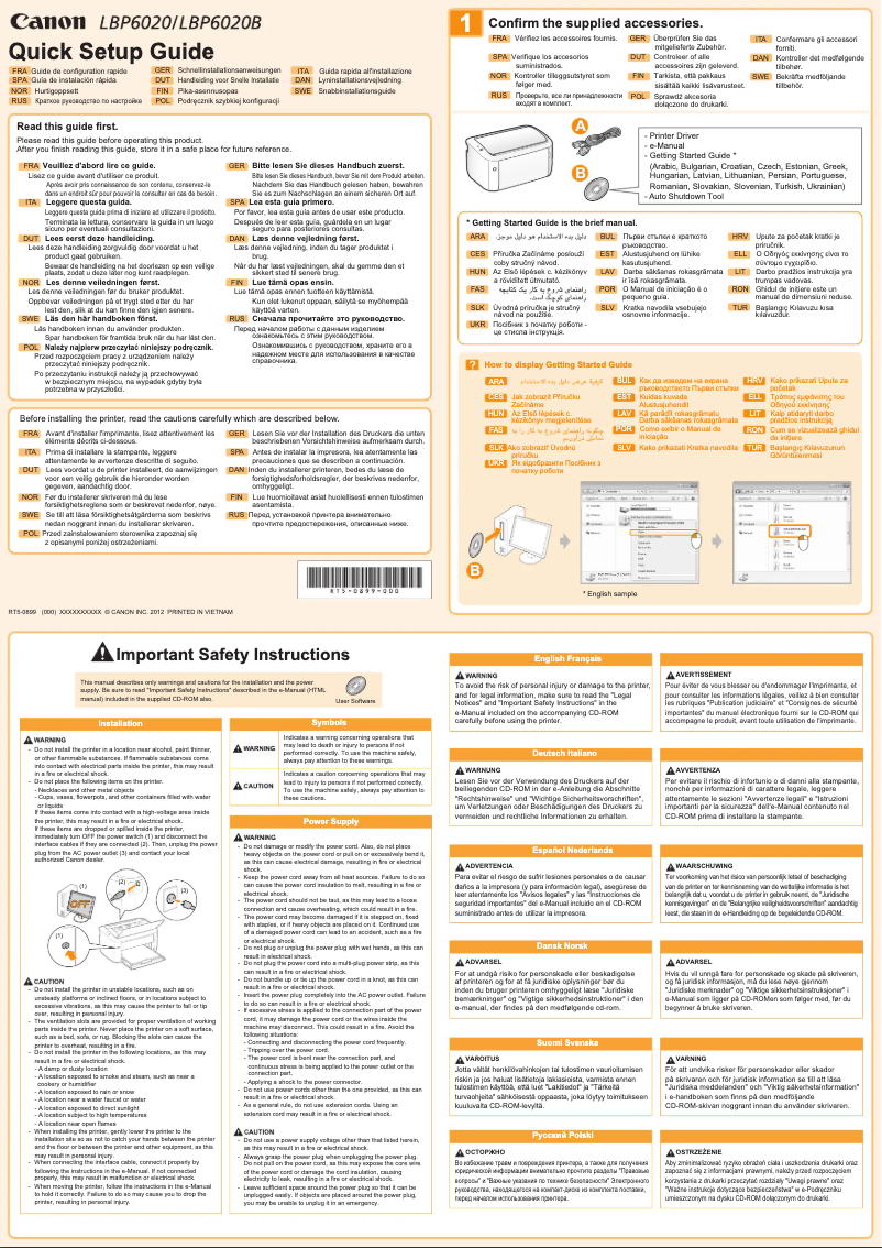 Page 1 de la notice Manuel utilisateur Canon i-SENSYS LBP6020