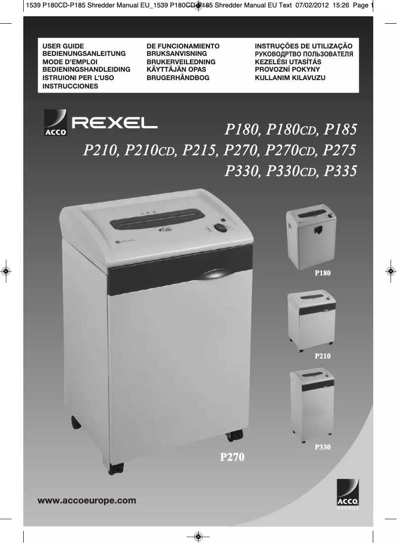 Page n°1 - Manuel utilisateur Rexel P185