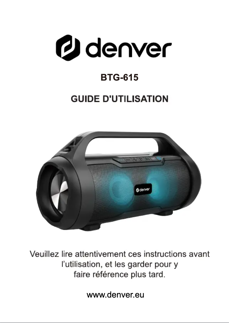 Page 1 de la notice Manuel utilisateur Denver BTG-615