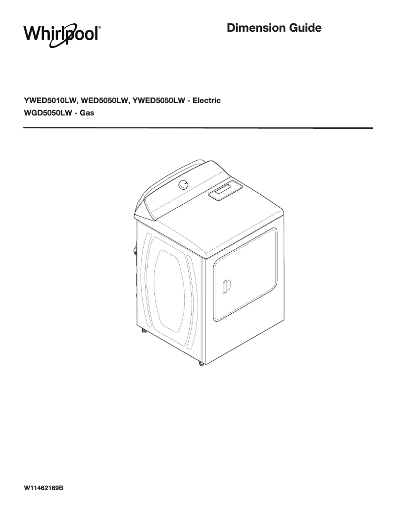 Página 1 del manual Dibujo técnico Whirlpool WHLAUWTW5010LW