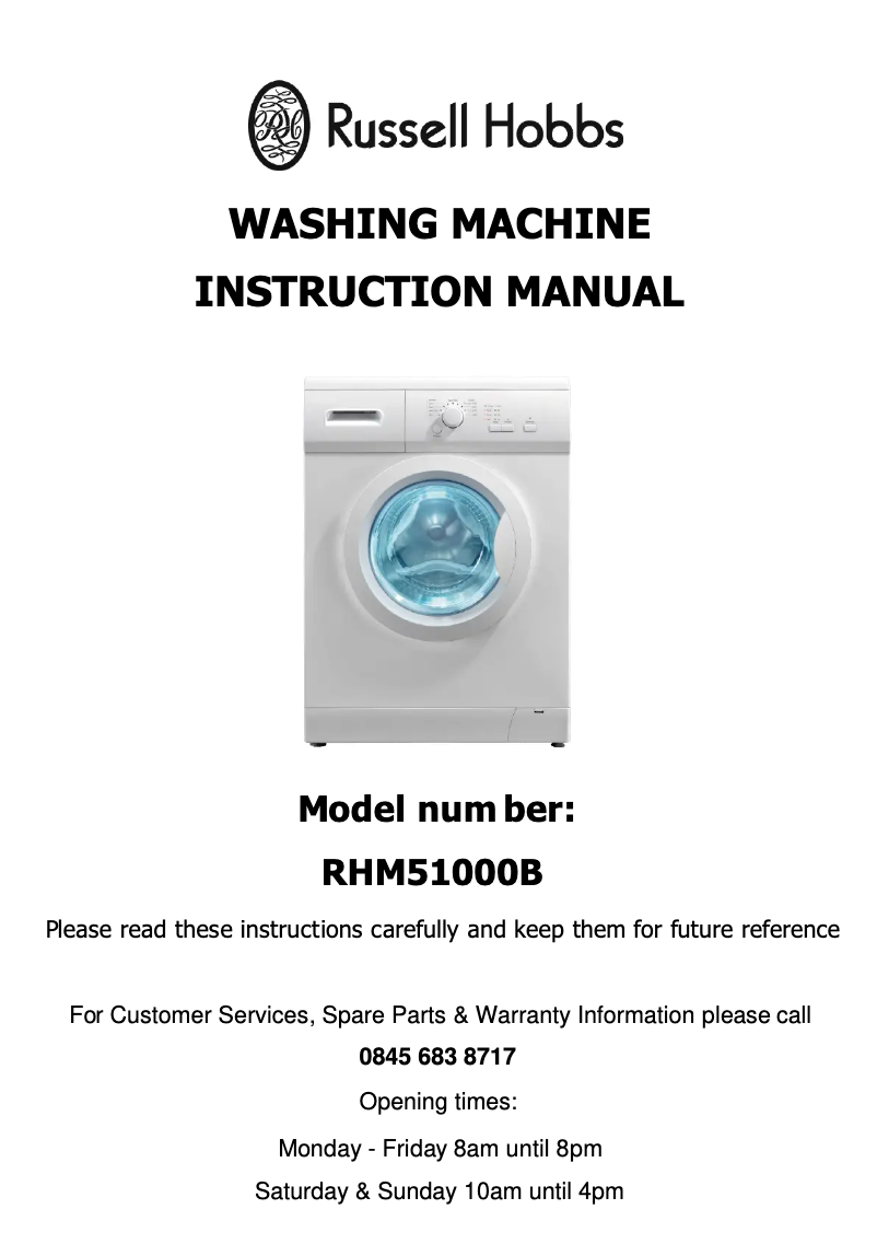 Page 1 de la notice Manuel utilisateur Russell Hobbs RHWM51000BGB