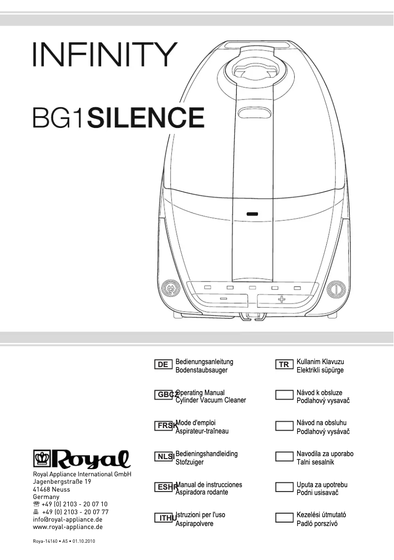 Page 1 de la notice Manuel utilisateur Dirt Devil Infinity BG1 Silence