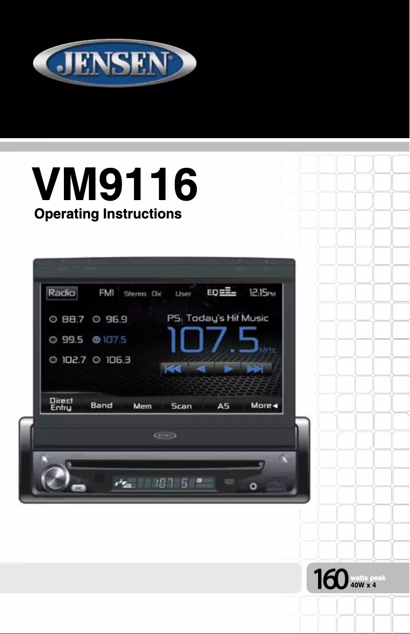 Page n°1 - Manuel utilisateur Jensen VM9116