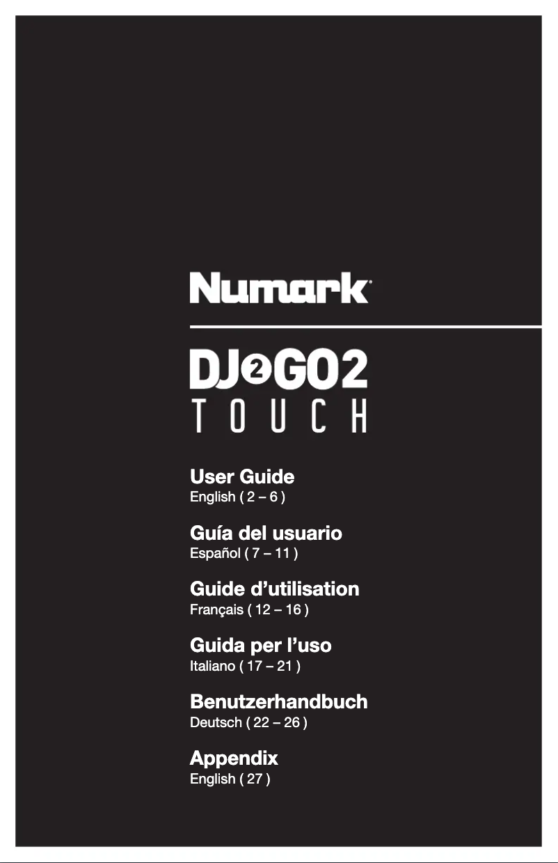 Página 1 del manual Manual de usuario Numark DJ2GO2 Touch