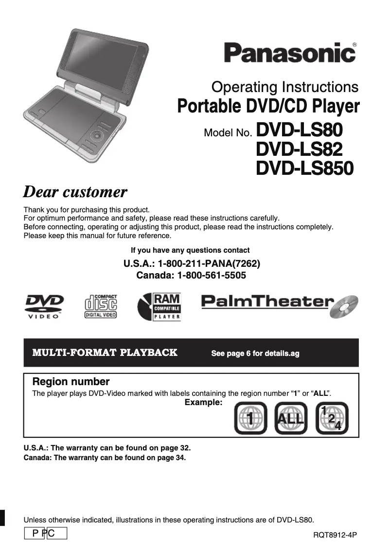 Page 1 de la notice Manuel utilisateur Panasonic DVD-LS82