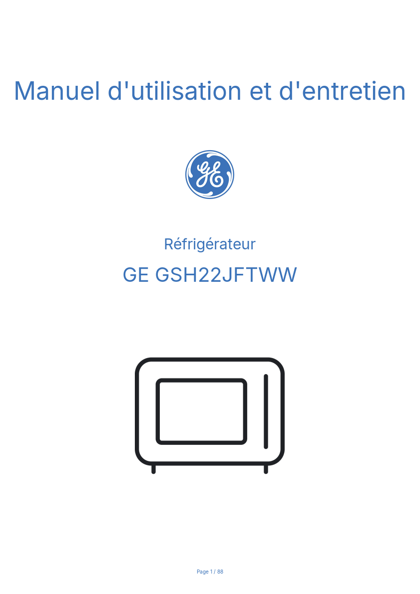 Image de la première page du manuel de l'appareil GSH22JFTWW