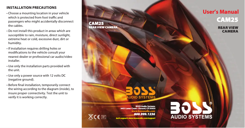 Page 1 de la notice Manuel utilisateur Boss Rearview CAM25