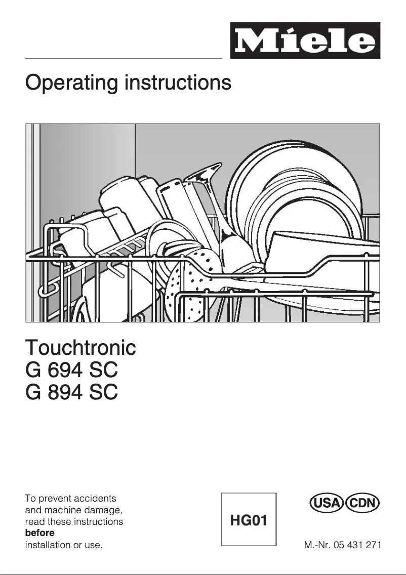 Page n°1 - Manuel utilisateur Miele G 894 SC