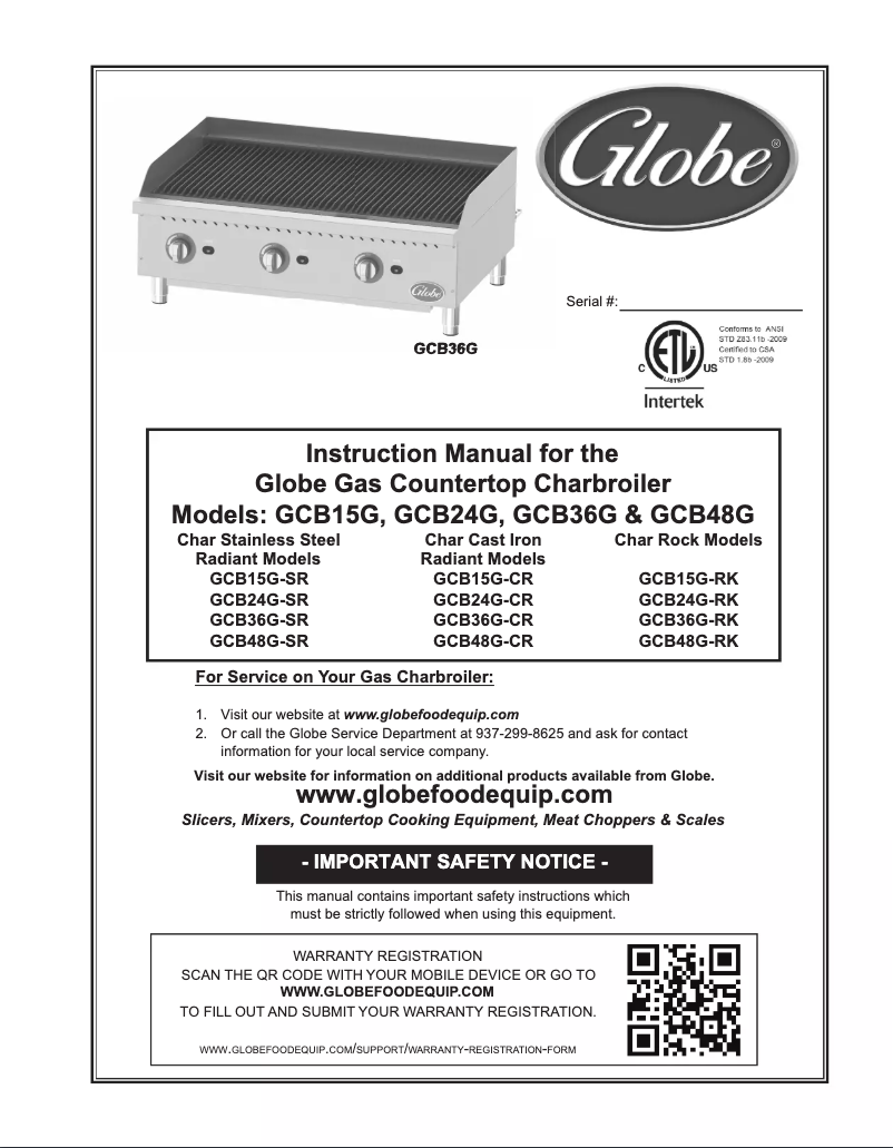 Page 1 de la notice Manuel utilisateur Globe GCB36G-CR
