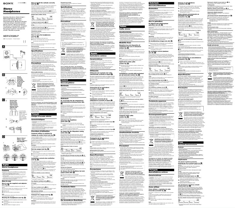 Page n°1 - Manuel utilisateur Sony MDR-EX500LP