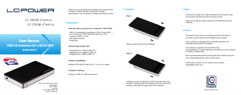 Page n°1 - Manuel utilisateur LC-Power LC-25U3B-Elektra