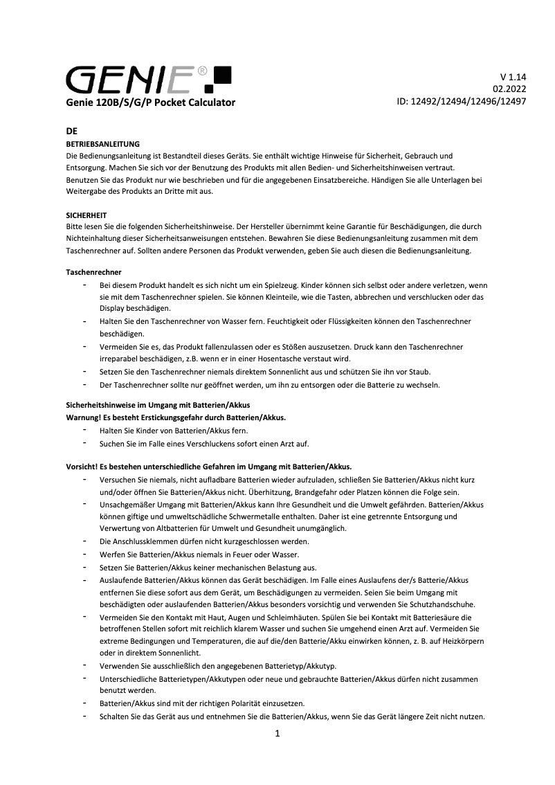 Image de la première page du manuel de l'appareil 120 B