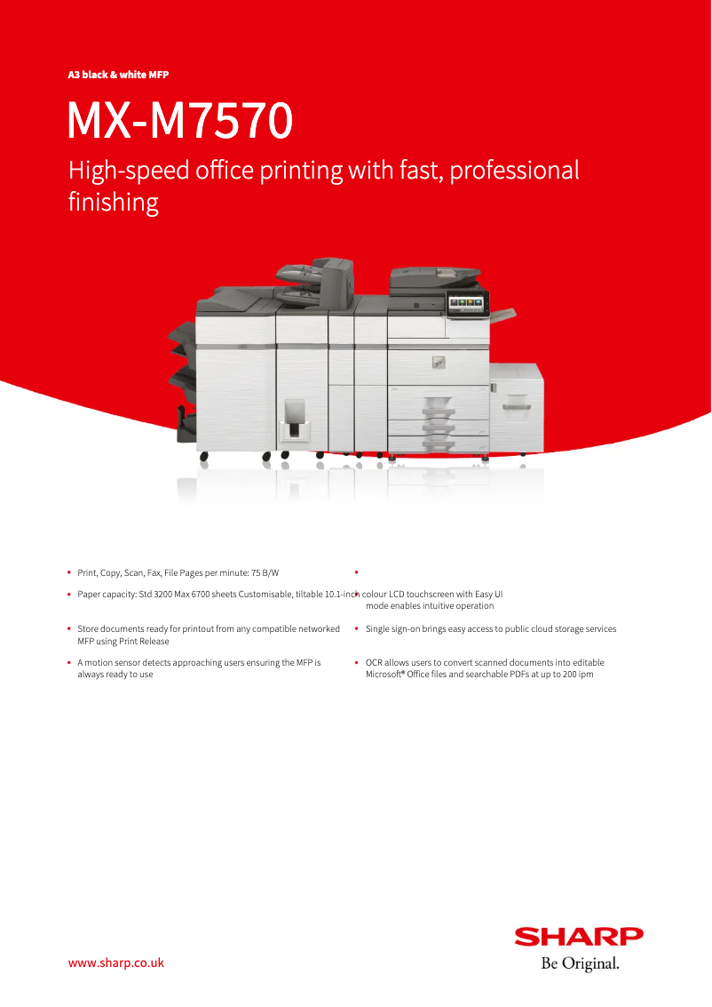 Page n°1 - Fiche technique Sharp MX-M7570