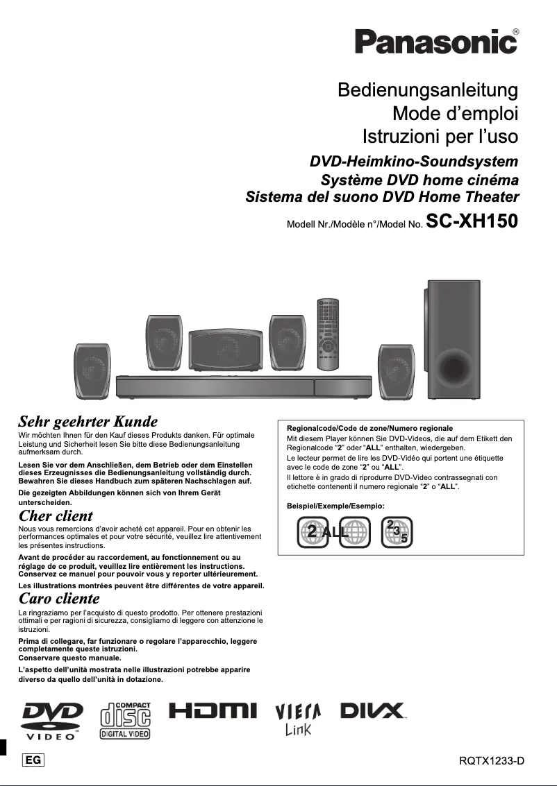 Page 1 de la notice Manuel utilisateur Panasonic SC-XH150