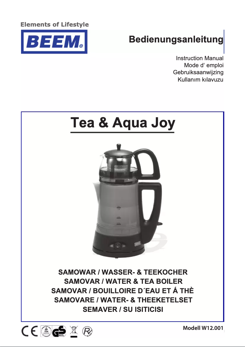Image de la première page du manuel de l'appareil Tea & Aqua Joy W12.001