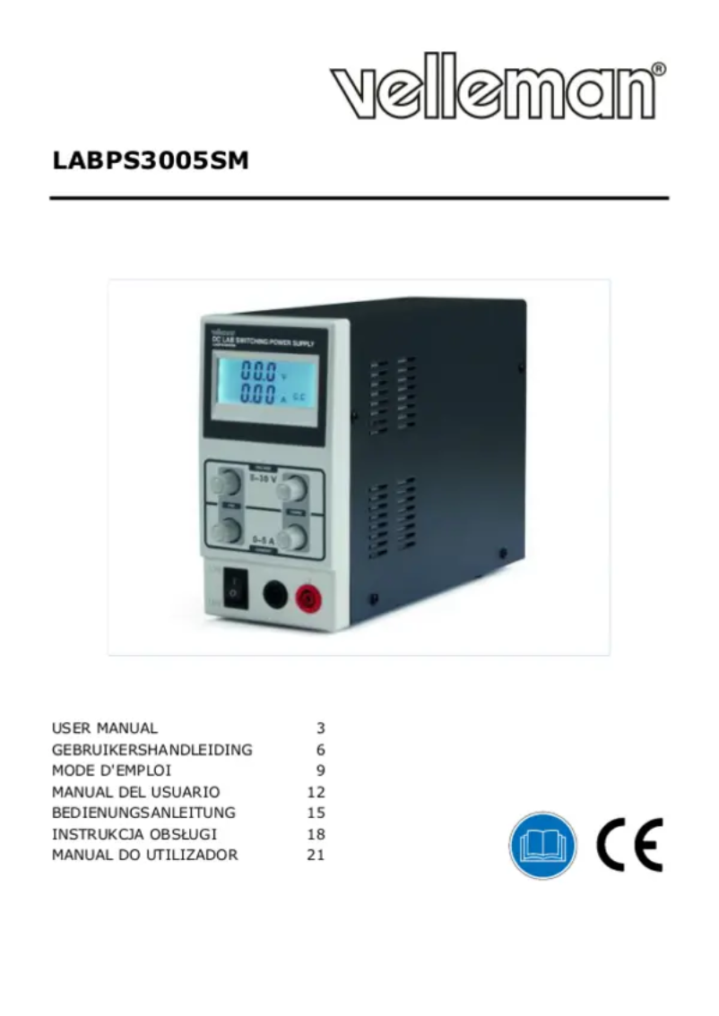 Page n°1 - Manuel utilisateur Velleman LABPS3005SM