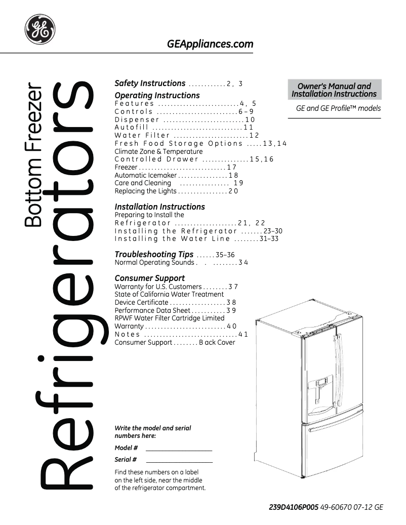 Image de la première page du manuel de l'appareil GFSF6KEXBB