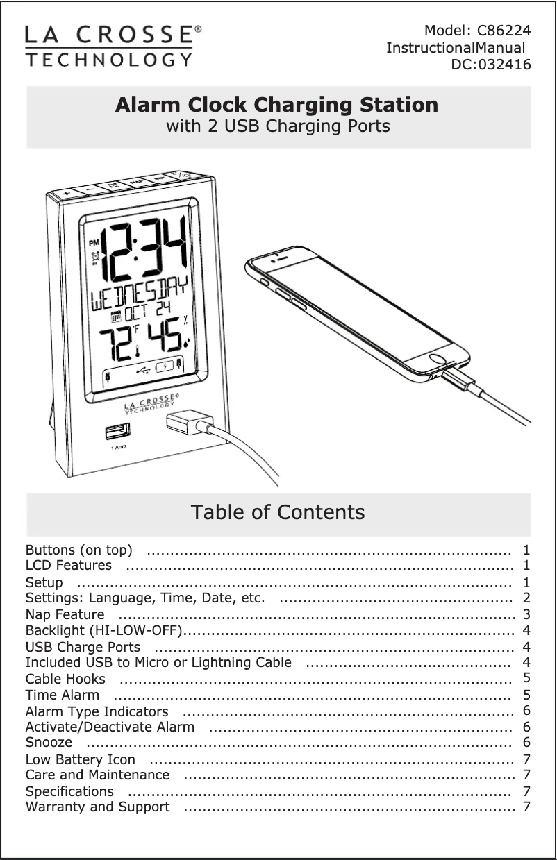 Page n°1 - Manuel utilisateur La Crosse Technology C86224
