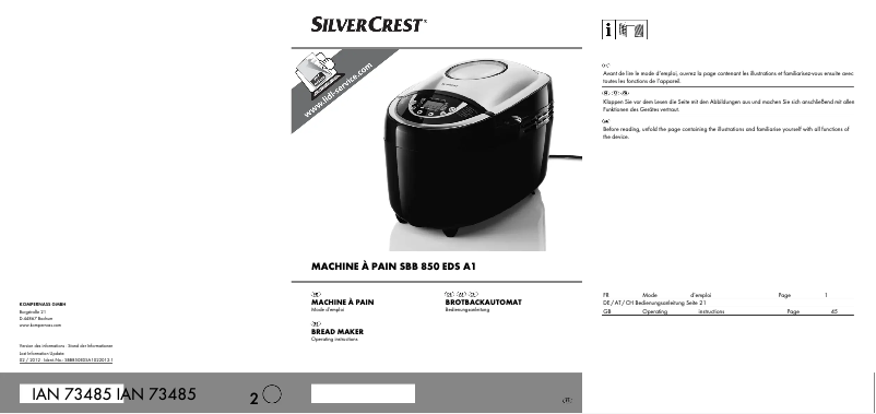 Image de la première page du manuel de l'appareil SBB 850 F2