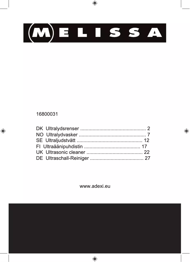 Image de la première page du manuel de l'appareil 16800031