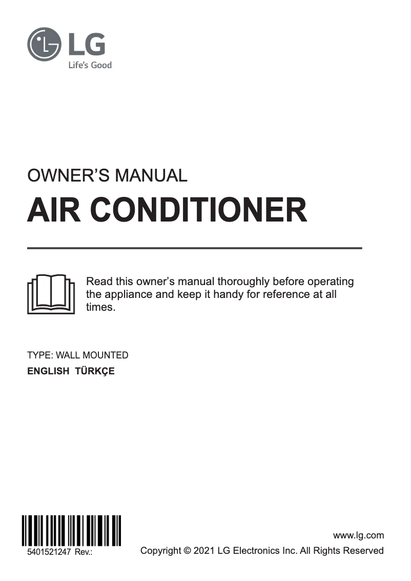 Page n°1 - Manuel utilisateur LG AC18BH