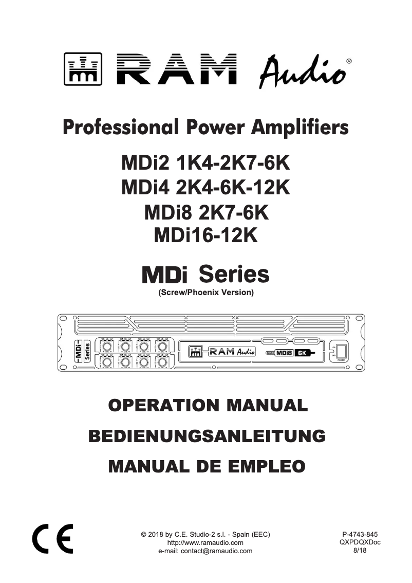 Page n°1 - Manuel utilisateur Ram Audio MDi8-2K7 BS/P