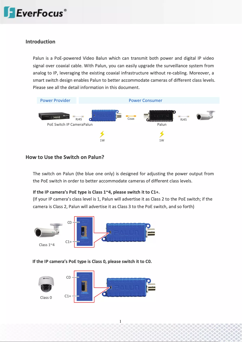 Page 1 de la notice Manuel utilisateur EverFocus Palun