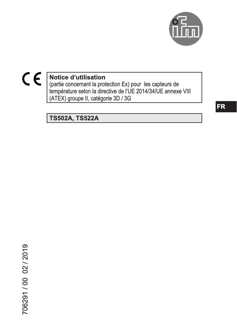 Page 1 de la notice Manuel utilisateur IFM TS502A