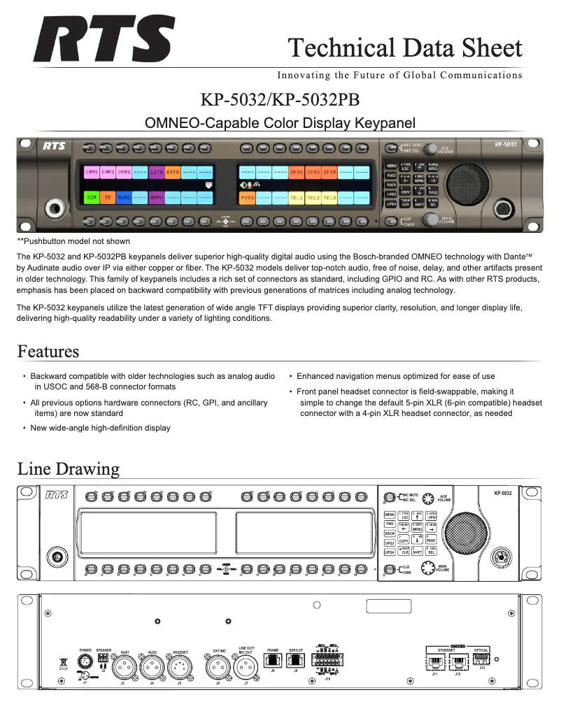 Page 1 de la notice Fiche technique RTS KP-5032