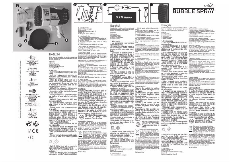 Page 1 de la notice Manuel utilisateur Starlyf Bubble Spray