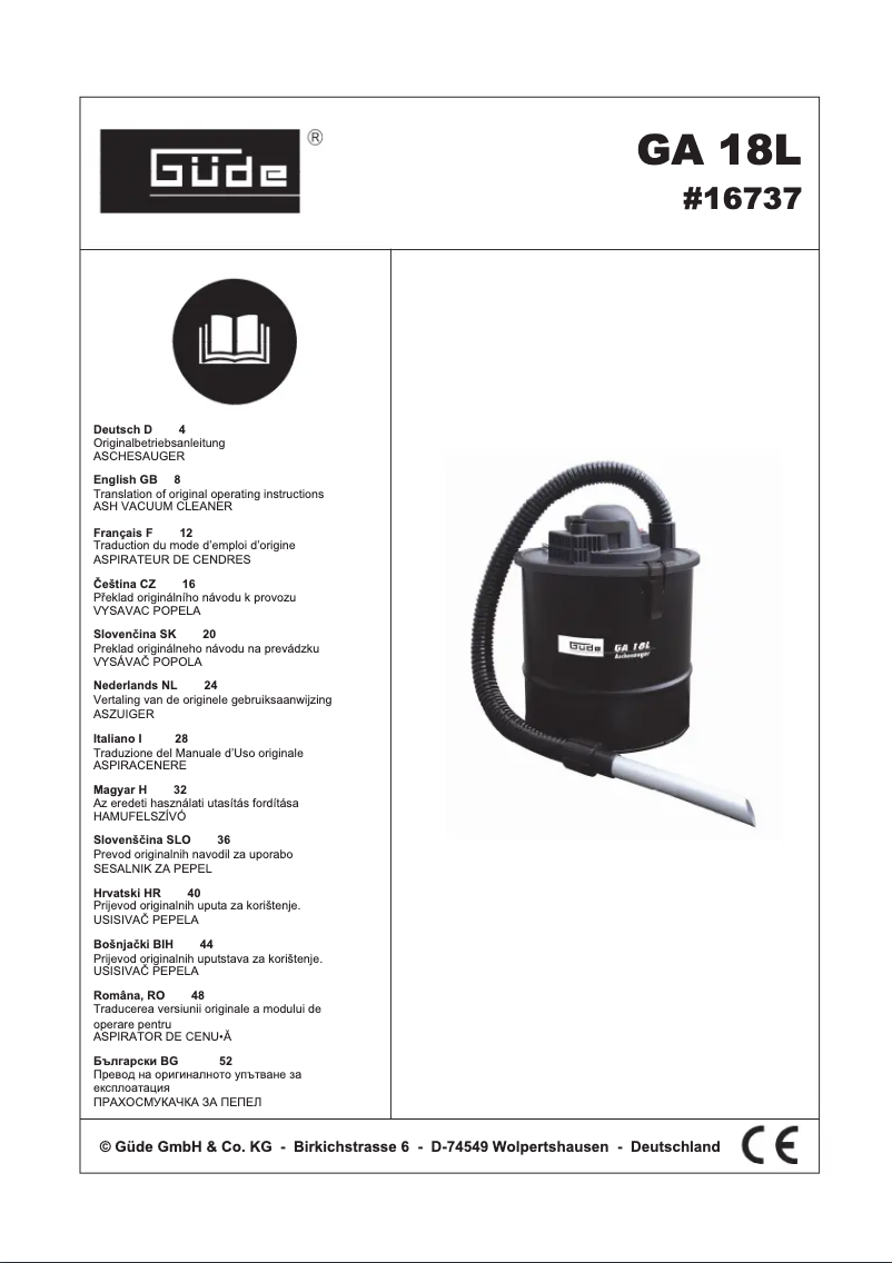 Image de la première page du manuel de l'appareil GA 18 L
