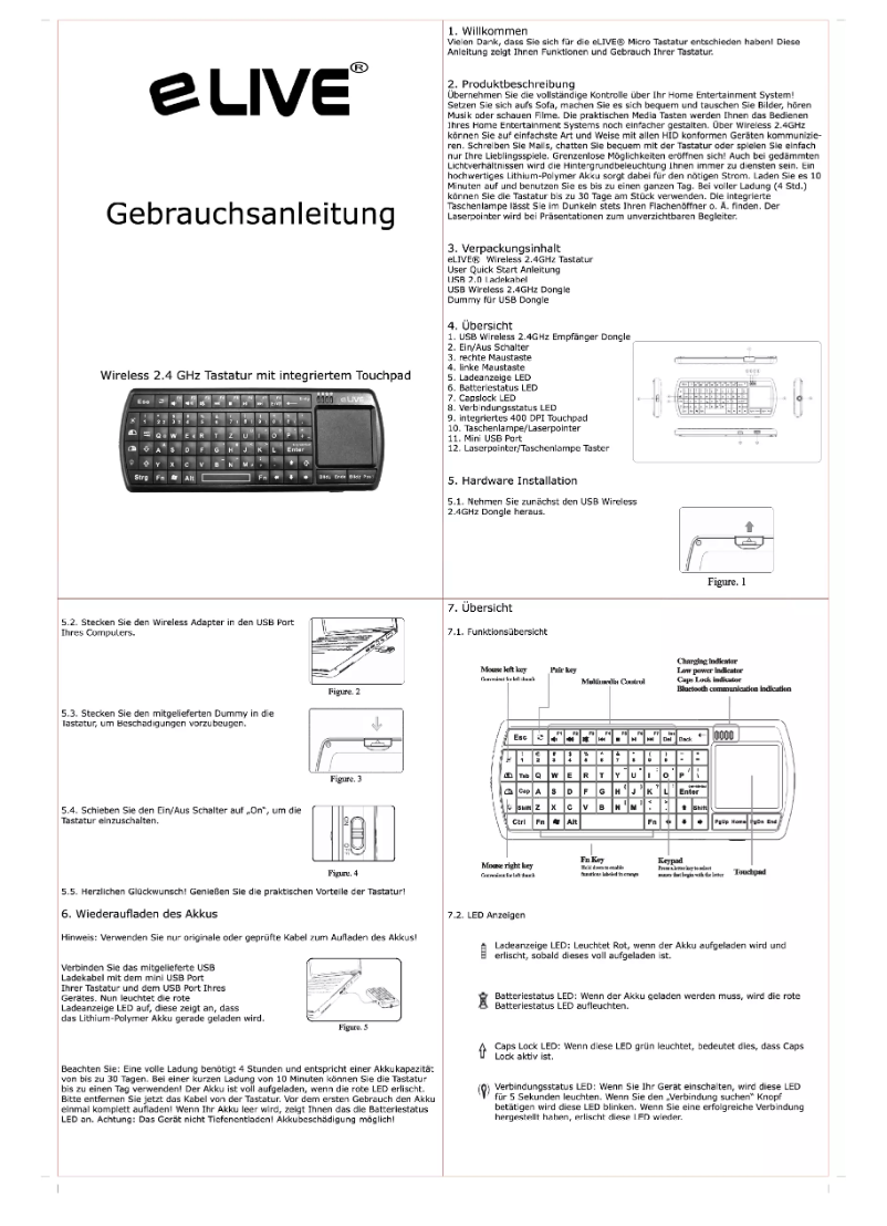 Page n°1 - Manuel utilisateur eLive KW250FDE