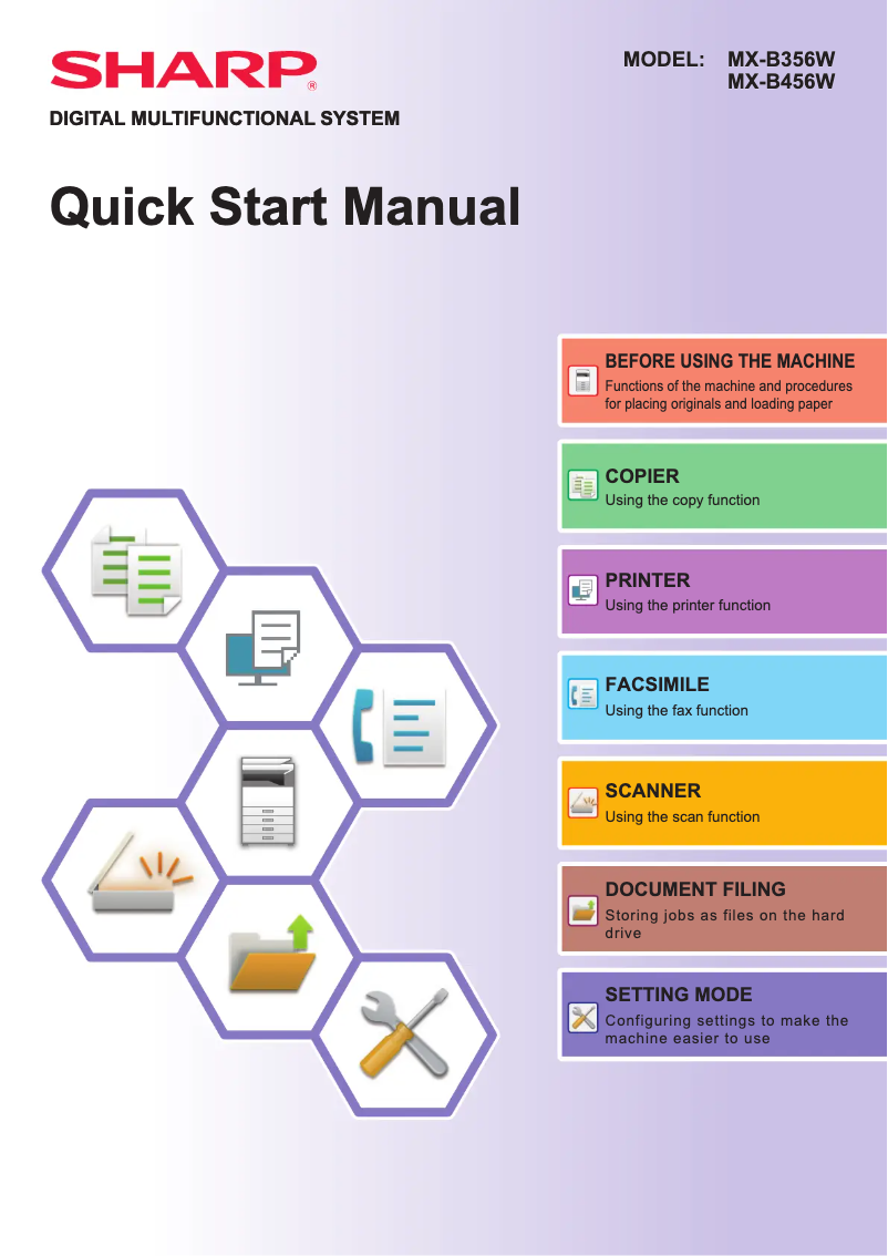 Página 1 del manual Guía de inicio rápido Sharp MX-B356W