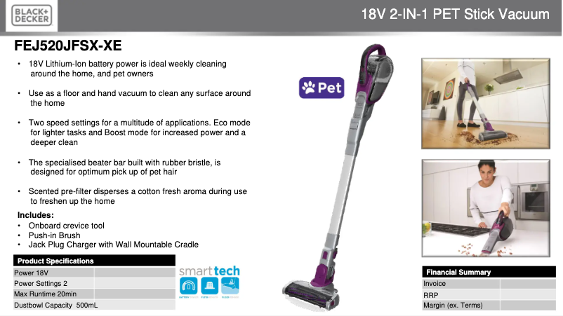 Page 1 de la notice Fiche technique Black & Decker FEJ520JFS