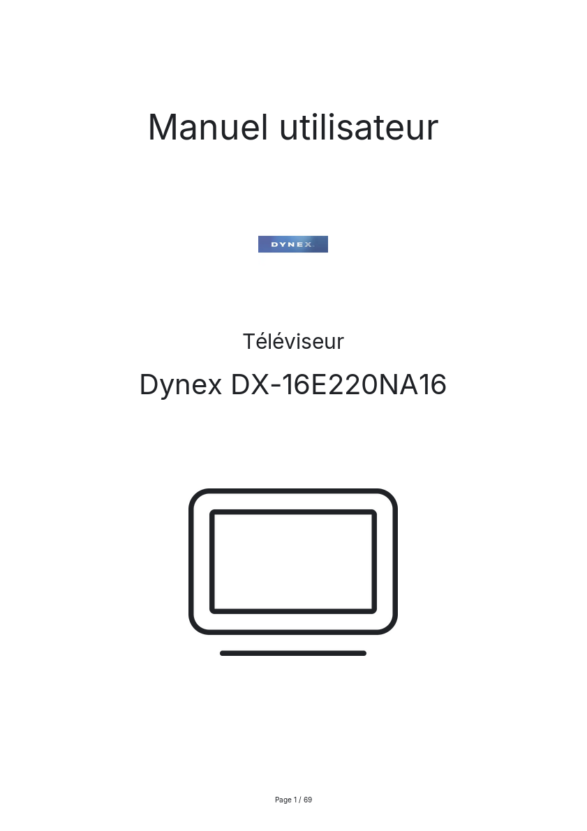 Image de la première page du manuel de l'appareil DX-16E220NA16
