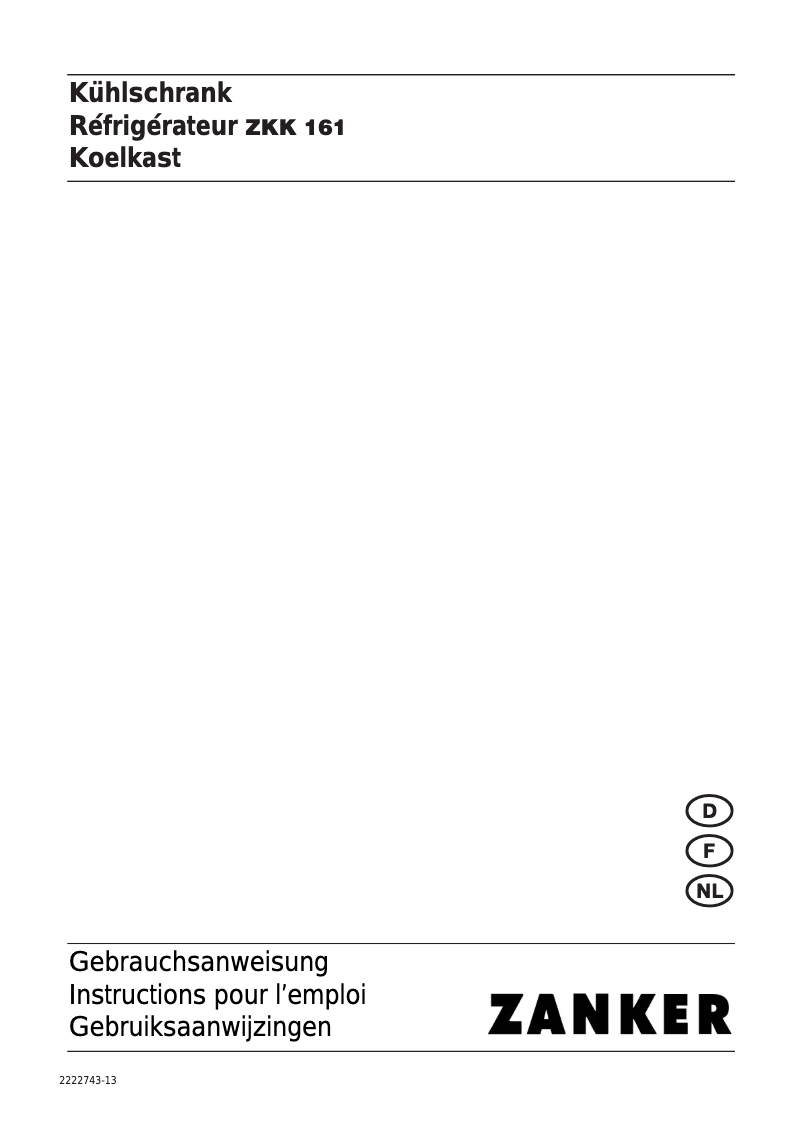 Page n°1 - Manuel utilisateur Zanker ZKK 161