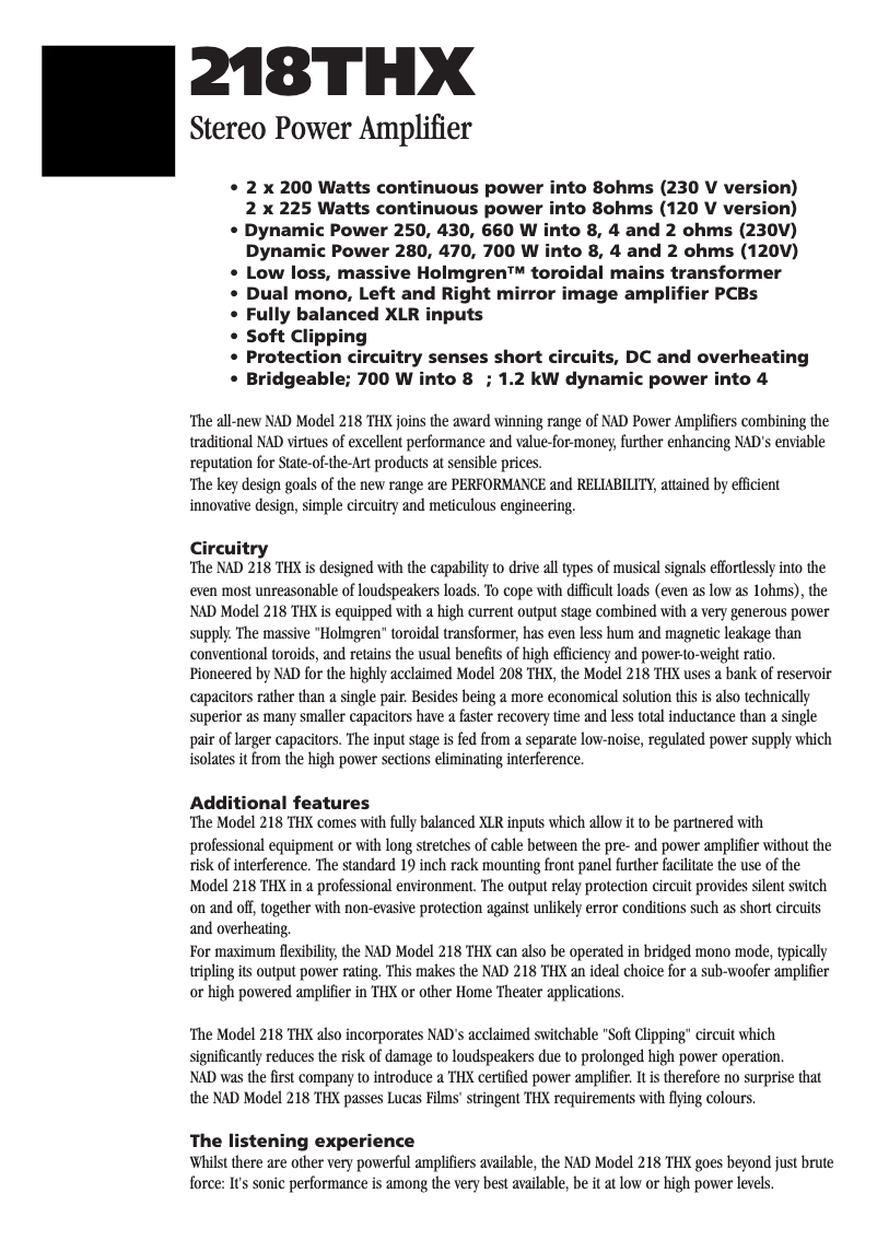 Page 1 de la notice Manuel utilisateur NAD 218THX