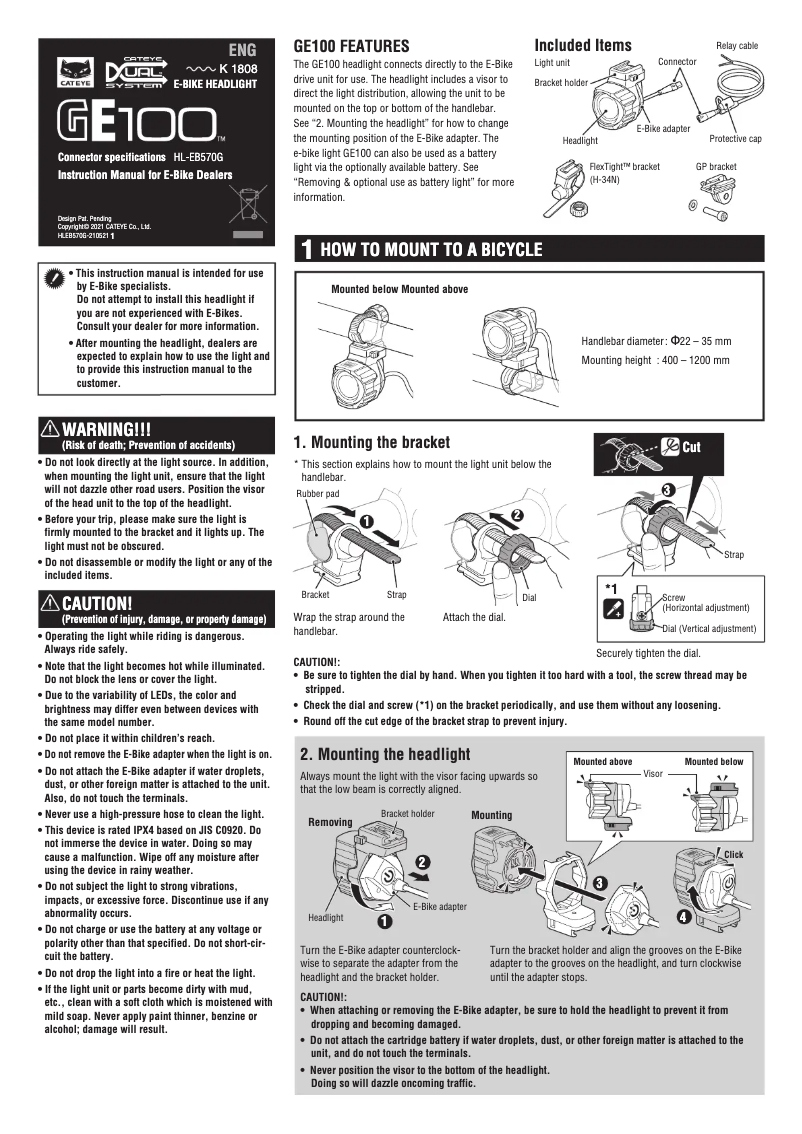 Image de la première page du manuel de l'appareil GE100