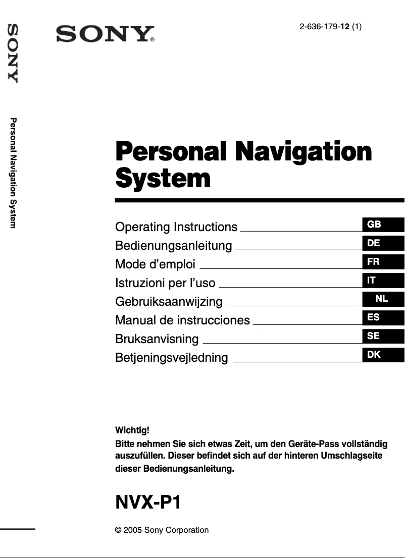 Page n°1 - Manuel utilisateur Sony NVX-P1